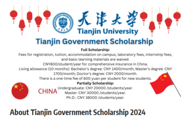 Tianjin Government Scholarship at University of Technology and Education in China