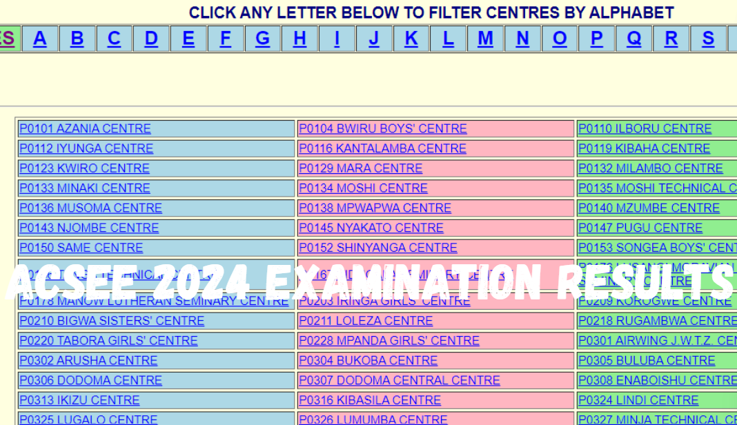 ACSEE 2024 EXAMINATION RESULTS