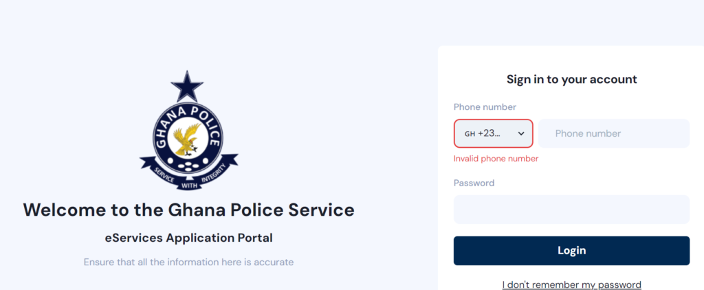 Ghana Police Service Portal