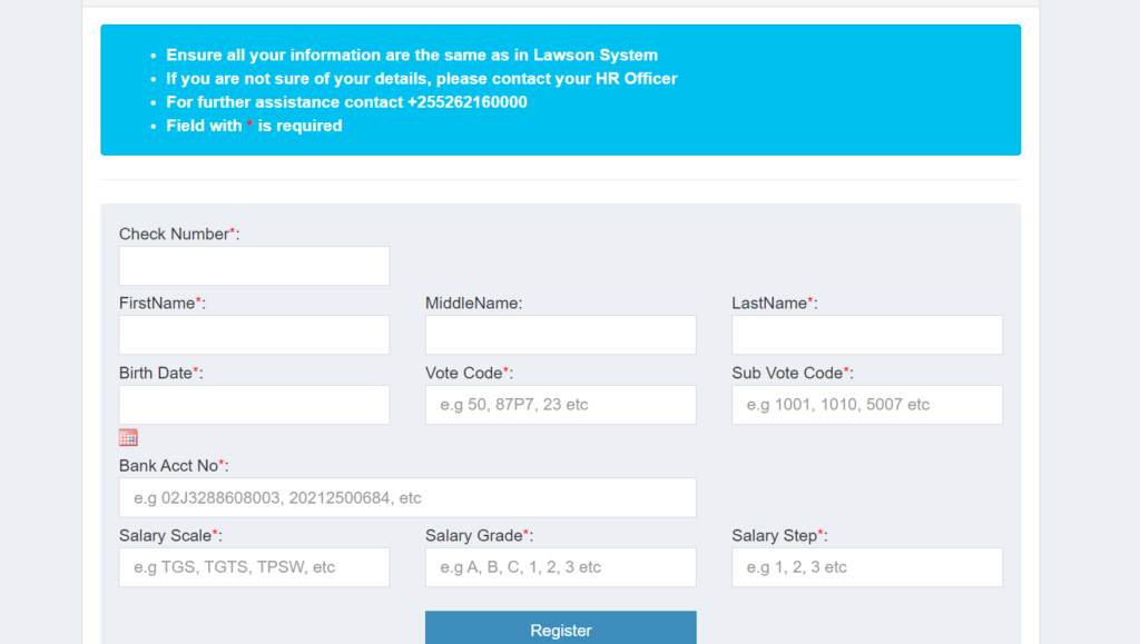 Registering on the Salary Slip Portal